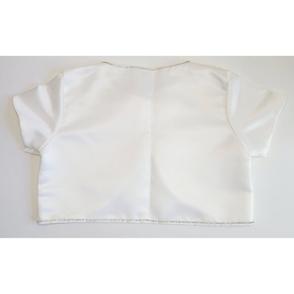 Girls Bolero Communion Special Occasion Satin Cardigan Size Medium White - Picture 2 of 10